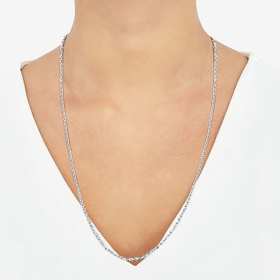 Womens Sterling Silver 24 Inch Cable Chain Necklace