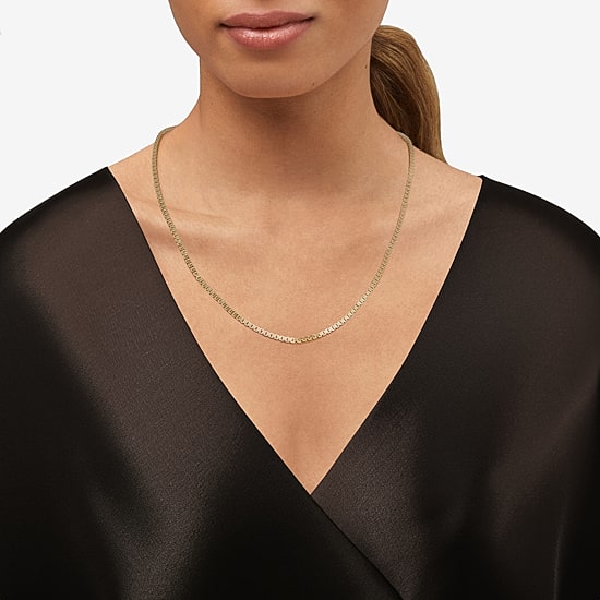Womens 18K Gold Over Silver 24 Inch Box Chain Necklace