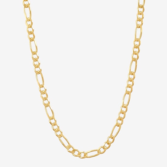 Womens 24K Gold Over Silver 16 Inch Figaro Chain Necklace