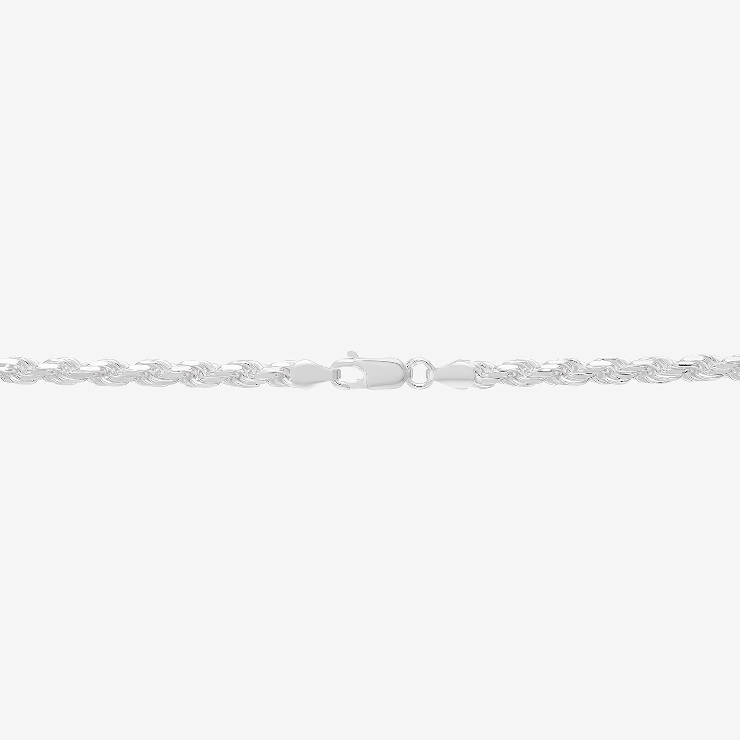 Womens Sterling Silver Inch Rope Chain Necklace