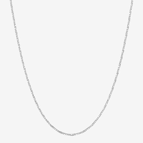 Womens Sterling Silver 16 Inch Box Chain Necklace, One Size, White
