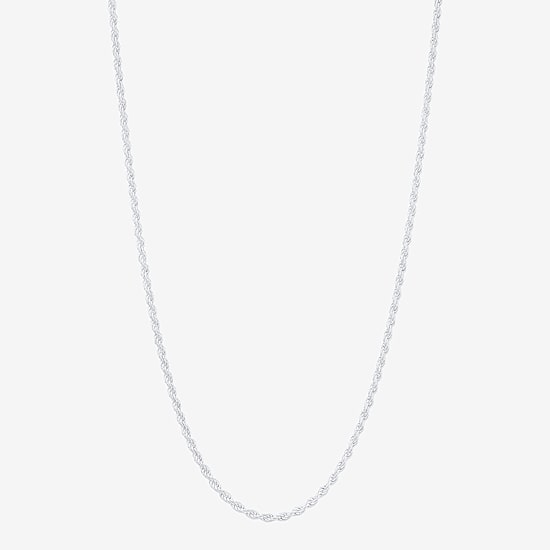 Womens Sterling Silver 24 Inch Rope Chain Necklace