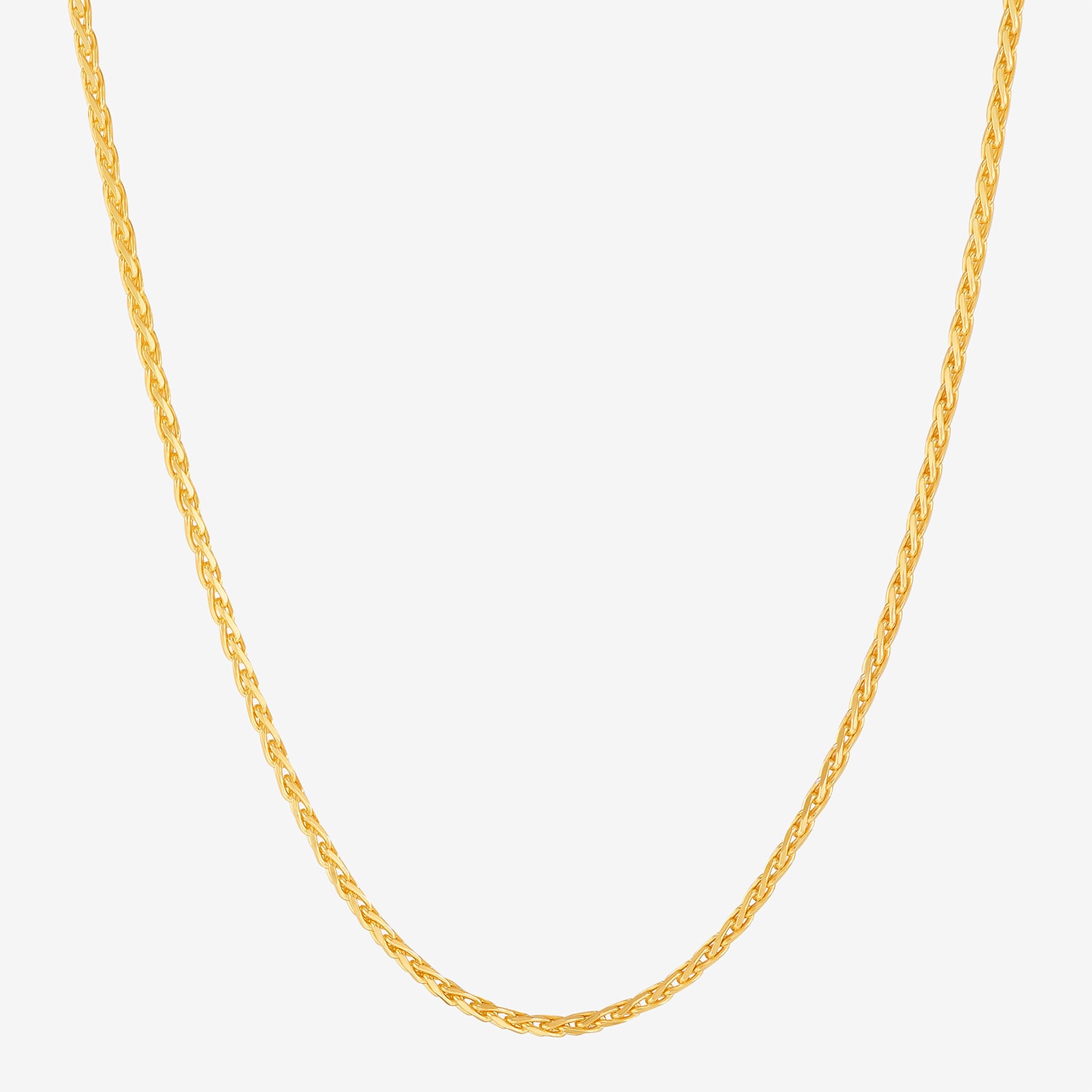 Womens 24K Gold Over Silver Inch Wheat Chain Necklace