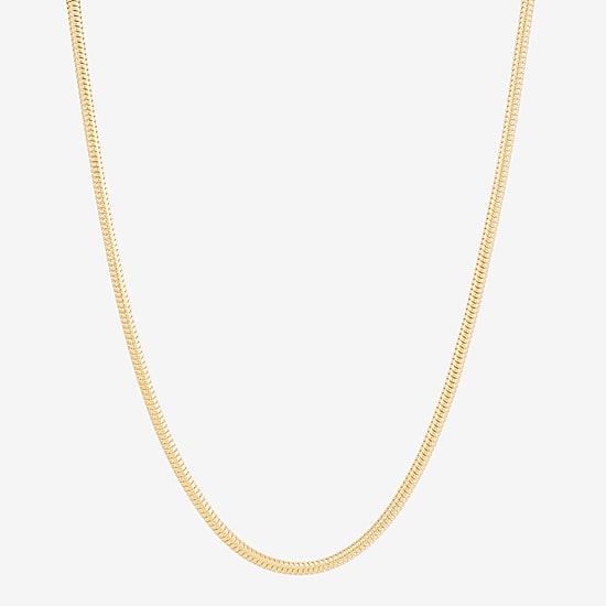 Womens 24K Gold Over Silver 24 Inch Snake Chain Necklace