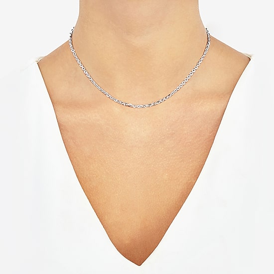 Womens Sterling Silver 16 Inch Cable Chain Necklace