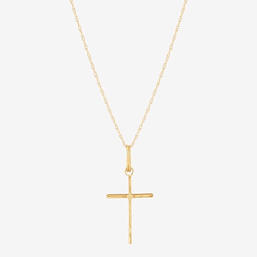 Limited Quantities! Womens 14K Gold Cross 18 Inch Pendant Necklace, One Size, Yellow