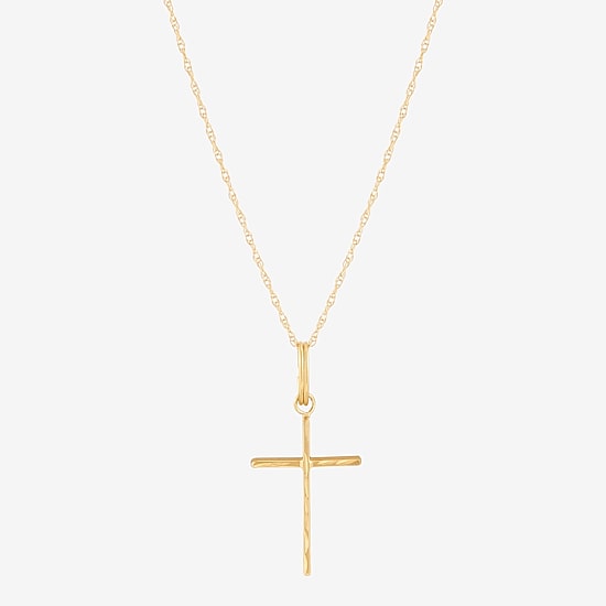 Limited Quantities! Womens 14K Gold Cross 18 Inch Pendant Necklace