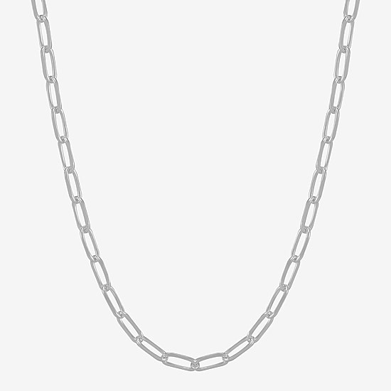 Womens Sterling Silver 24 Inch Paperclip Chain Necklace