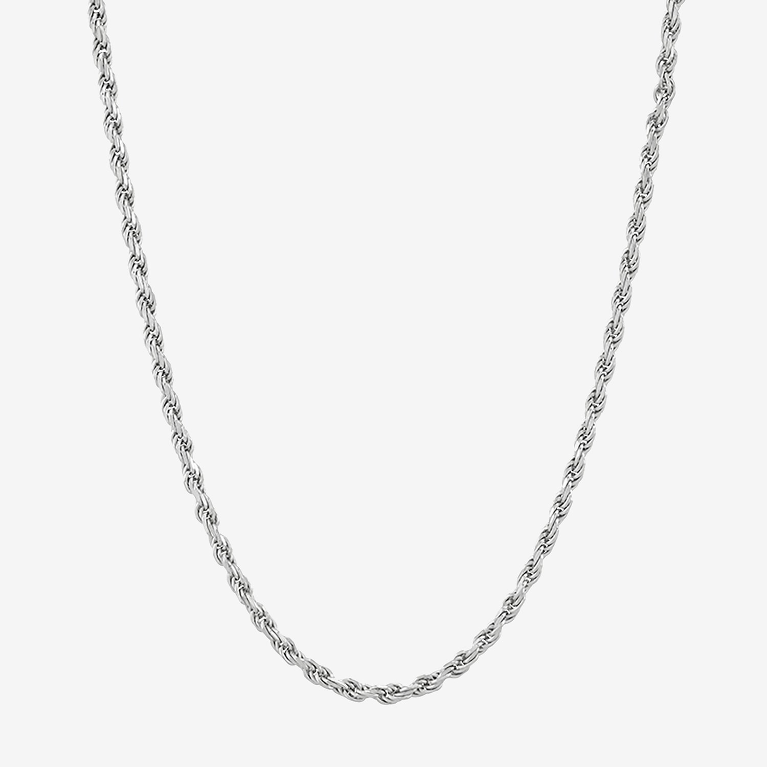 Womens Sterling Silver 24 Inch Rope Chain Necklace