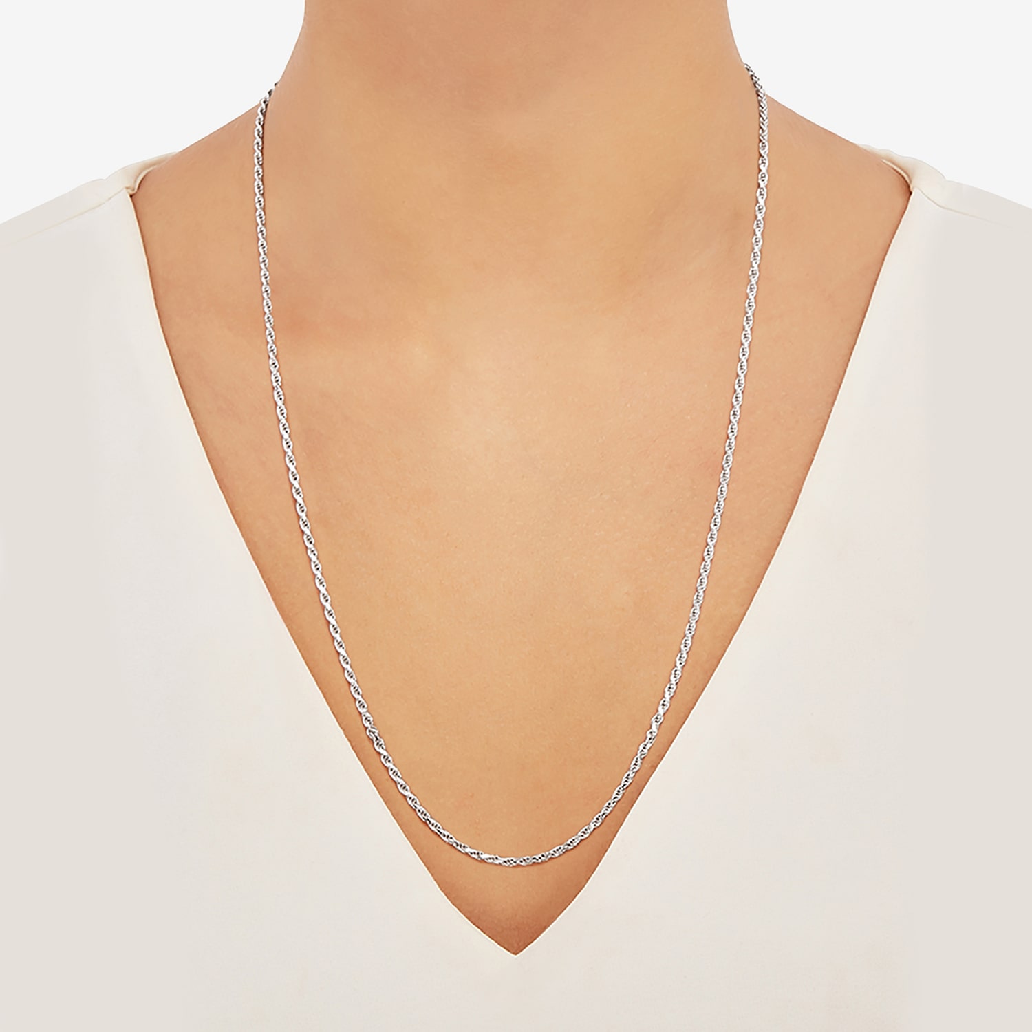Womens Sterling Silver 24 Inch Rope Chain Necklace