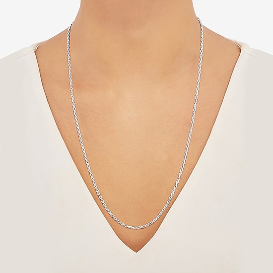 Womens Sterling Silver 24 Inch Rope Chain Necklace