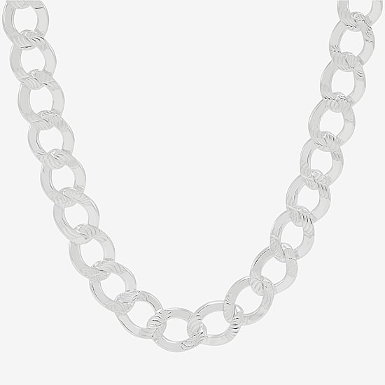 Made in Italy Womens Sterling Silver 20 Inch Curb Chain Necklace
