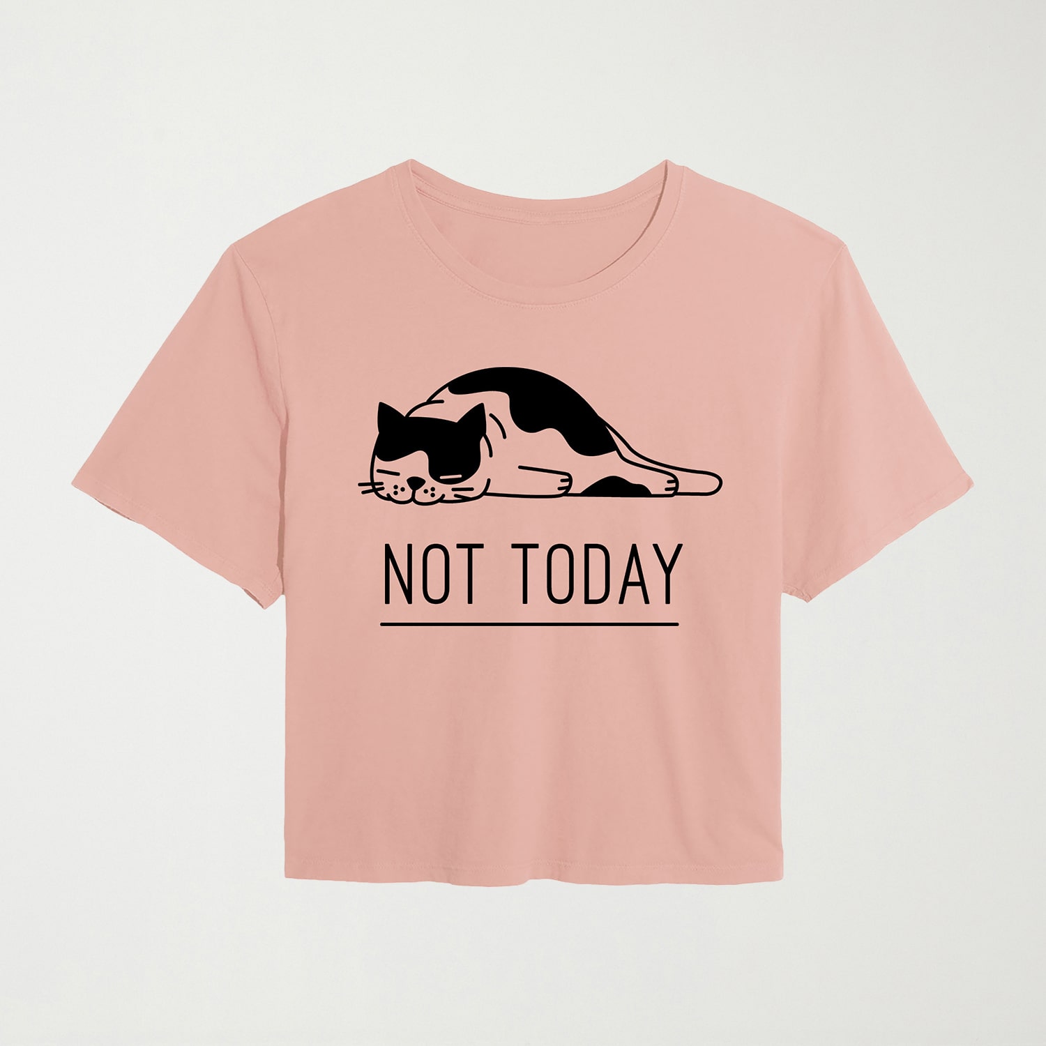 Not Today Cat Womens Juniors Crew Neck Short Sleeve Classic Fit Graphic T-Shirt