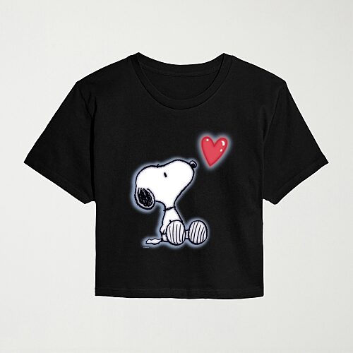 Air Waves Heart Womens Juniors Crew Neck Short Sleeve Classic Fit Graphic T-shirt In Black