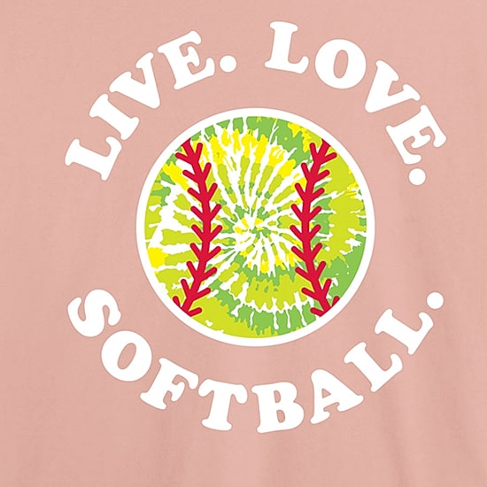 Live Love Softball Womens Juniors Crew Neck Short Sleeve Classic Fit Graphic T-Shirt