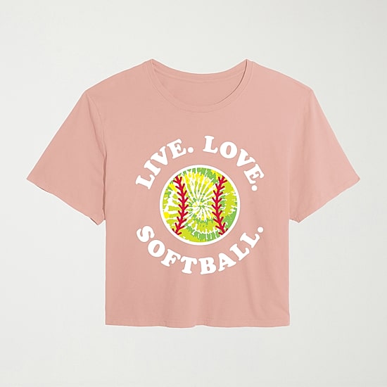 Live Love Softball Womens Juniors Crew Neck Short Sleeve Classic Fit Graphic T-Shirt