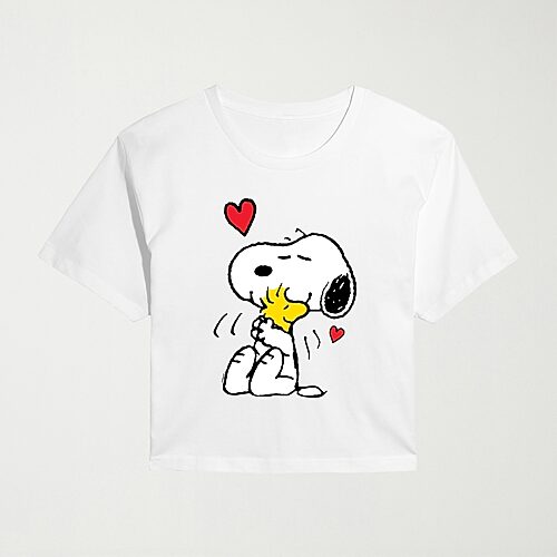 Air Waves Hugs & Hearts Womens Juniors Crew Neck Short Sleeve Classic Fit Graphic T-shirt In White