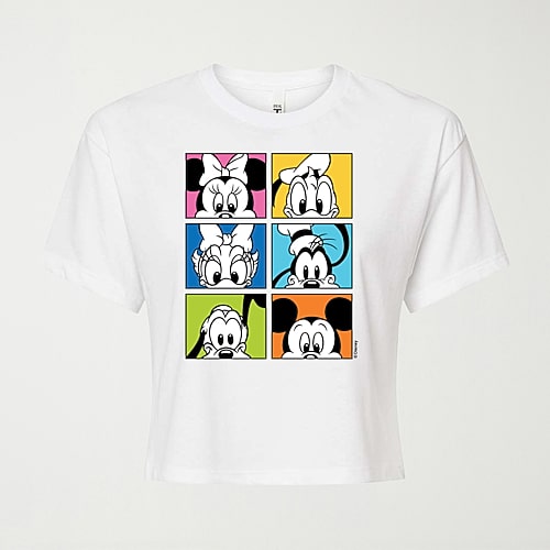 Air Waves Disney Group Womens Juniors Crew Neck Short Sleeve Classic Fit Graphic T-shirt In White