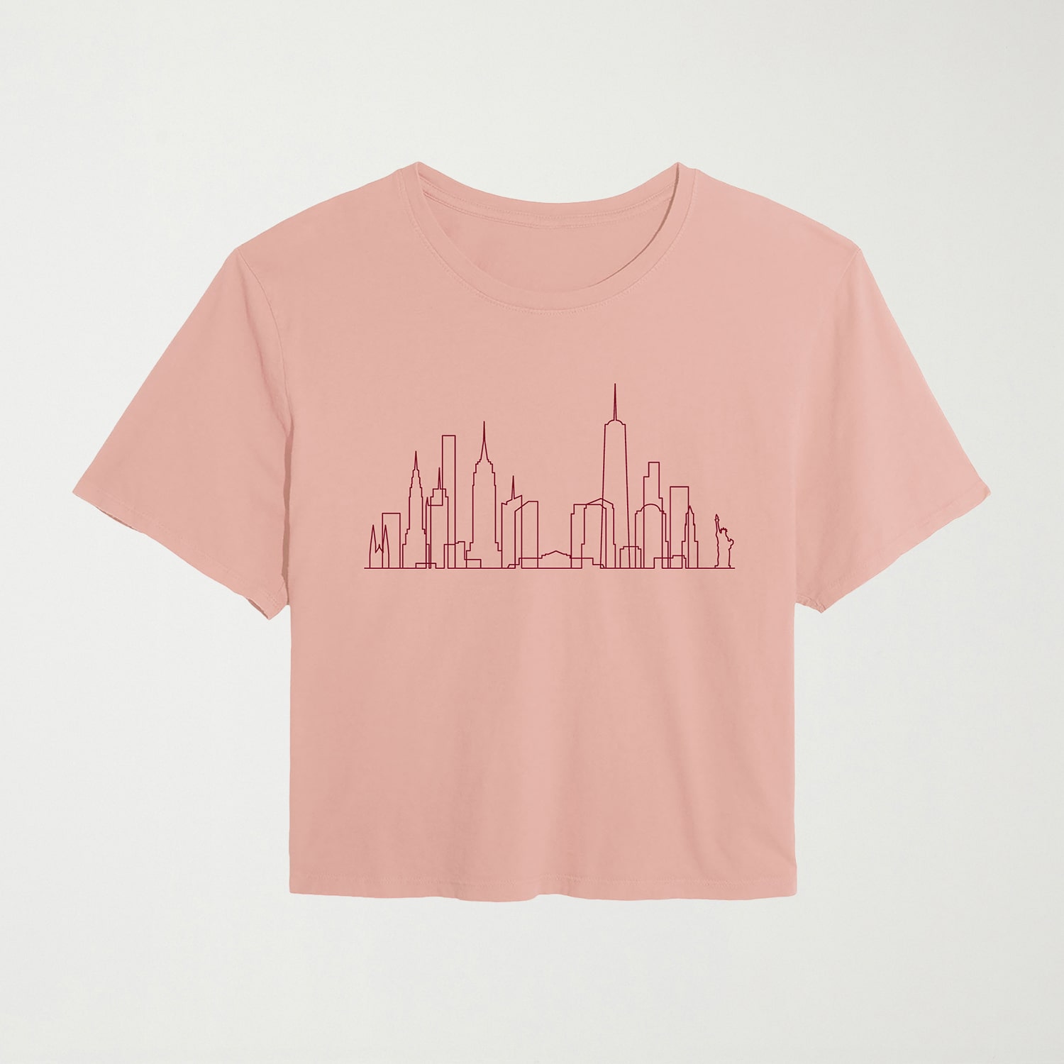 New York City Skyline Womens Juniors Crew Neck Short Sleeve Classic Fit Graphic T-Shirt