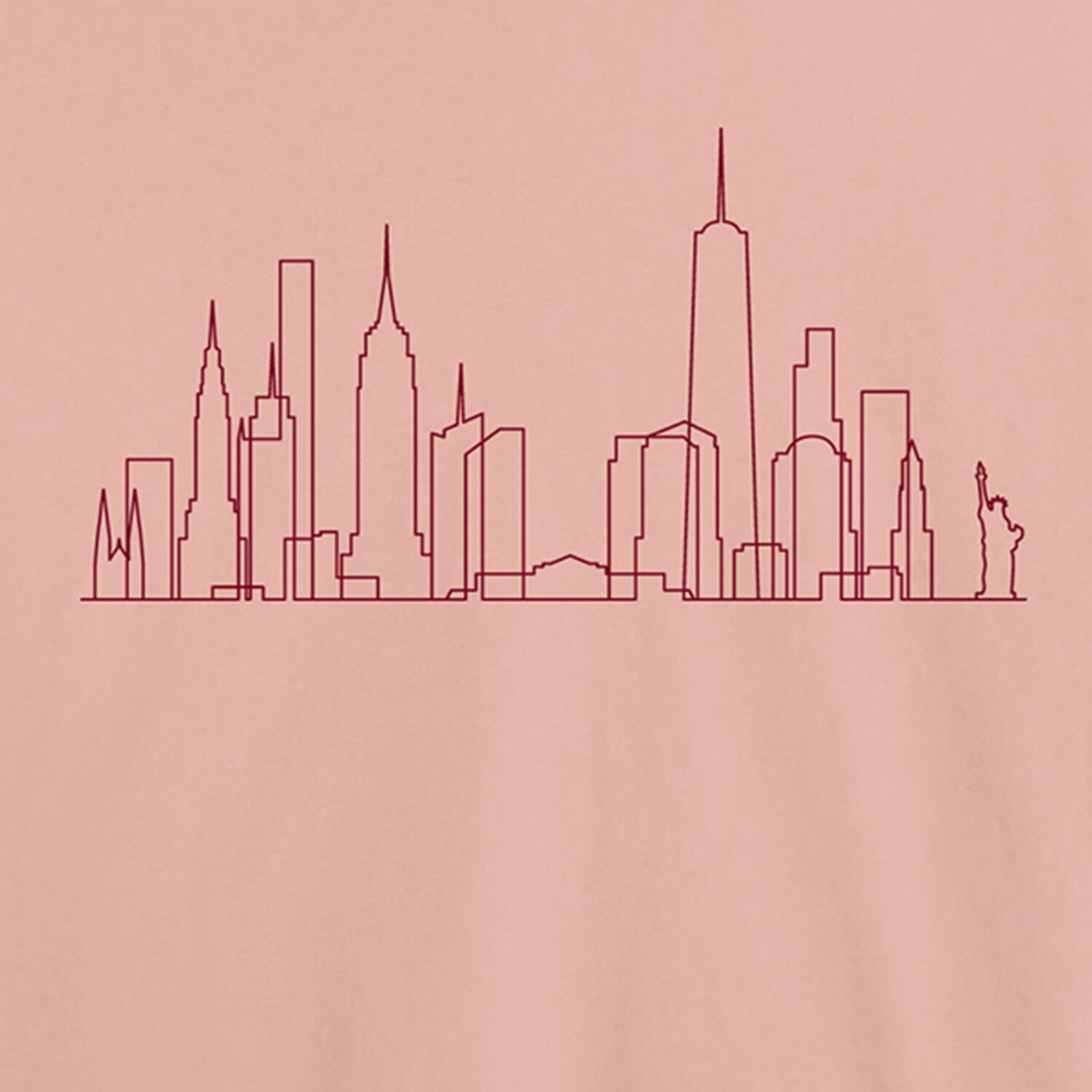 New York City Skyline Womens Juniors Crew Neck Short Sleeve Classic Fit Graphic T-Shirt