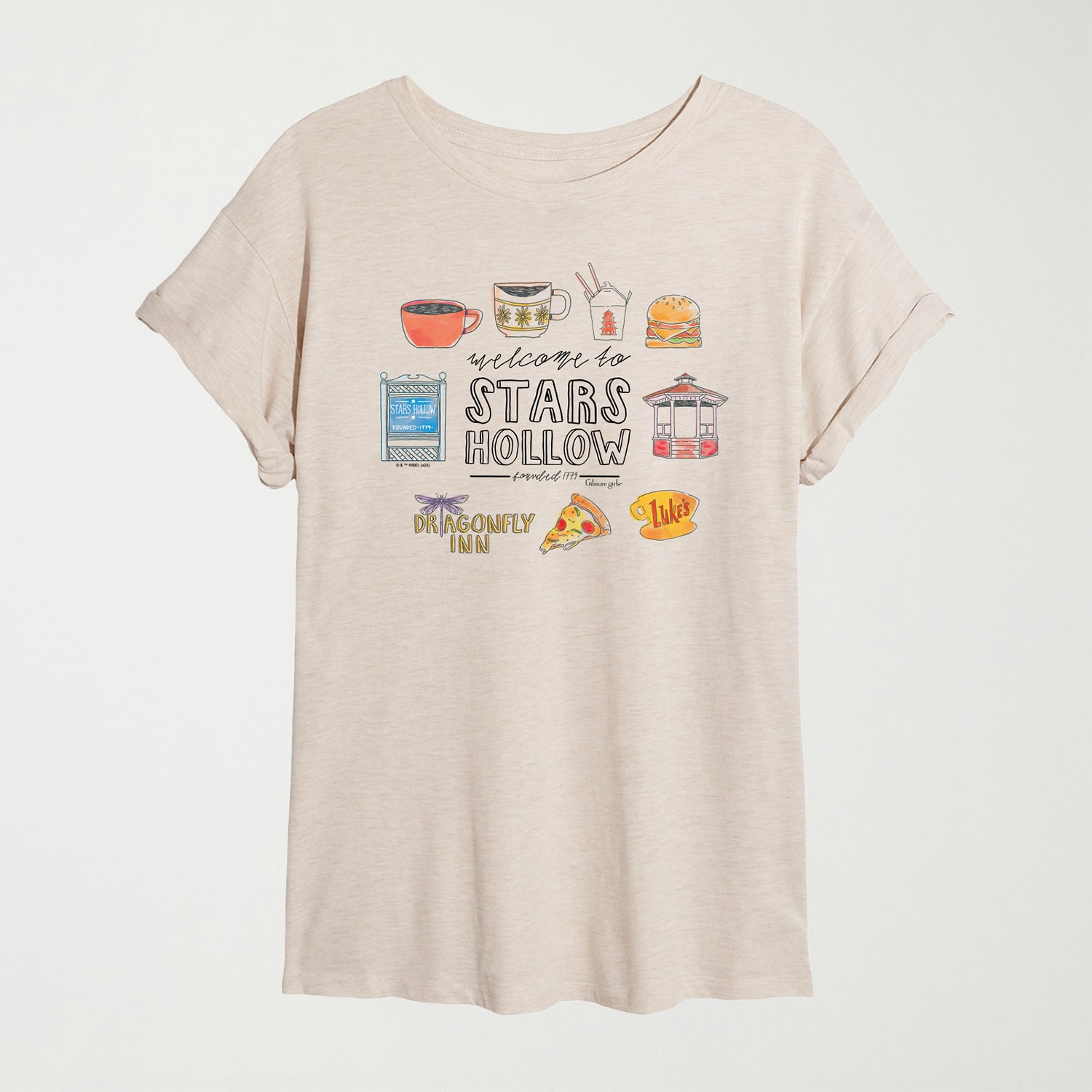 Stars Hollow Grid Womens Juniors Crew Neck Short Sleeve Oversized Graphic T-Shirt