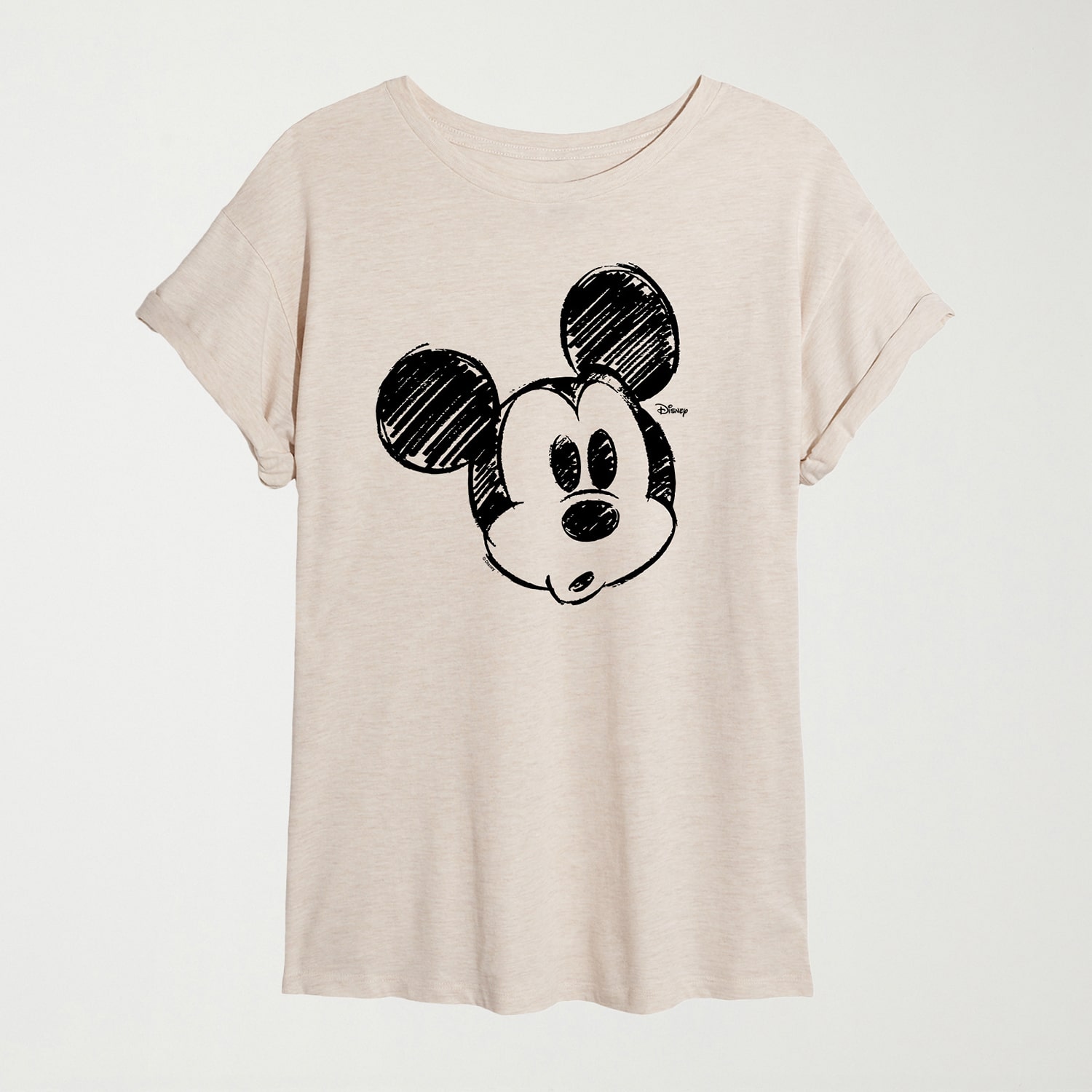 Sketch Head Womens Juniors Crew Neck Short Sleeve Oversized Graphic T-Shirt