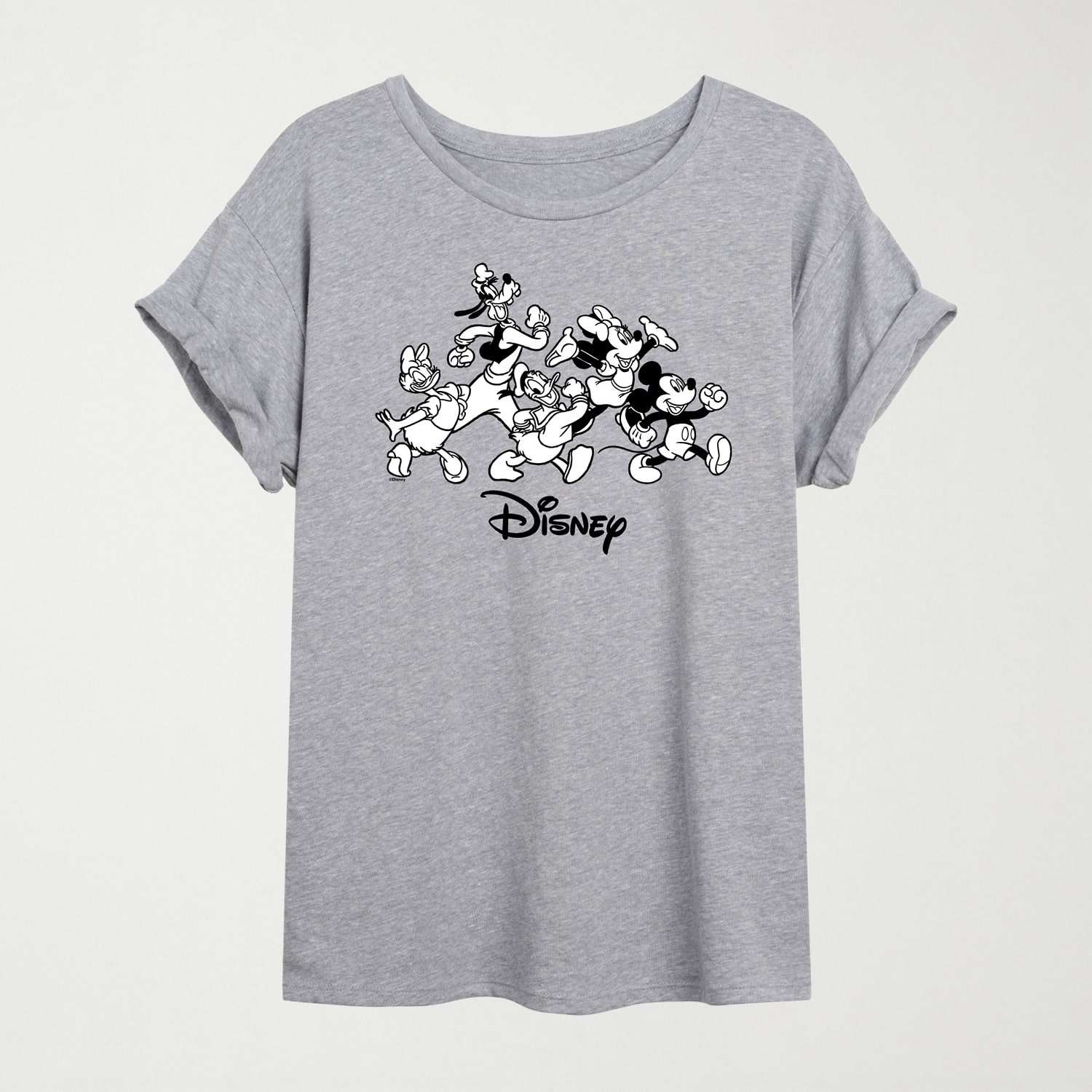 Sketched Disney Group Womens Juniors Crew Neck Short Sleeve Oversized Graphic T-Shirt