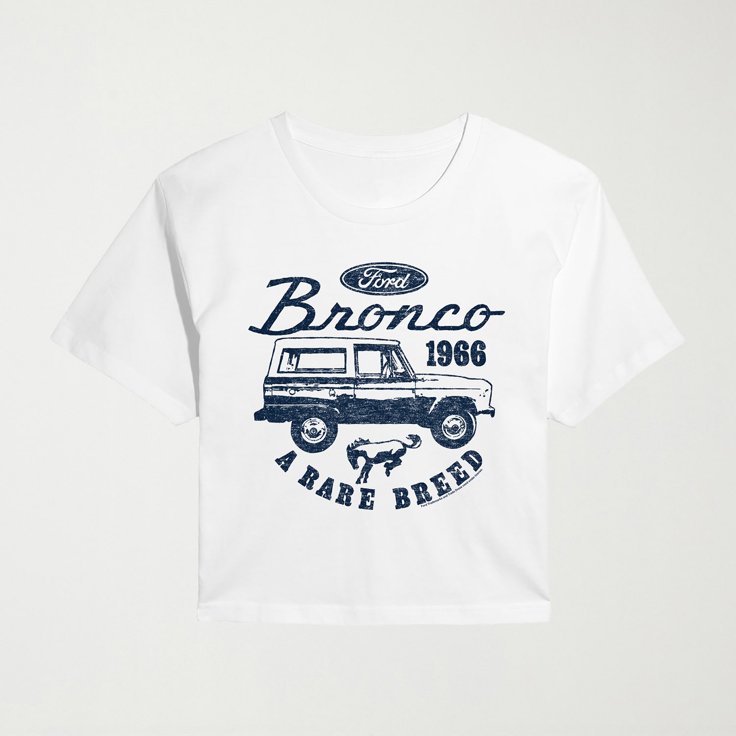 Ford Vintage Bronco Rare Breed Womens Juniors Crew Neck Short Sleeve Classic Fit Graphic T-Shirt