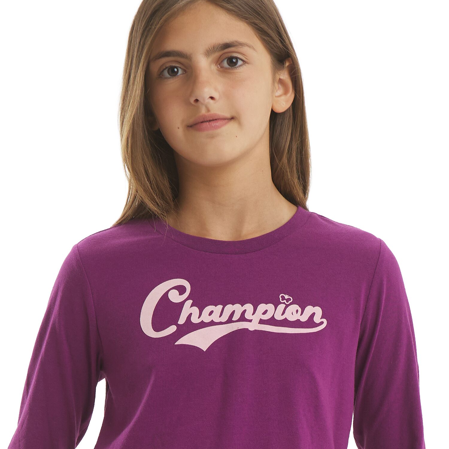 Champion Big Kid Girls Crew Neck Long Sleeve Classic Fit Graphic T-Shirt
