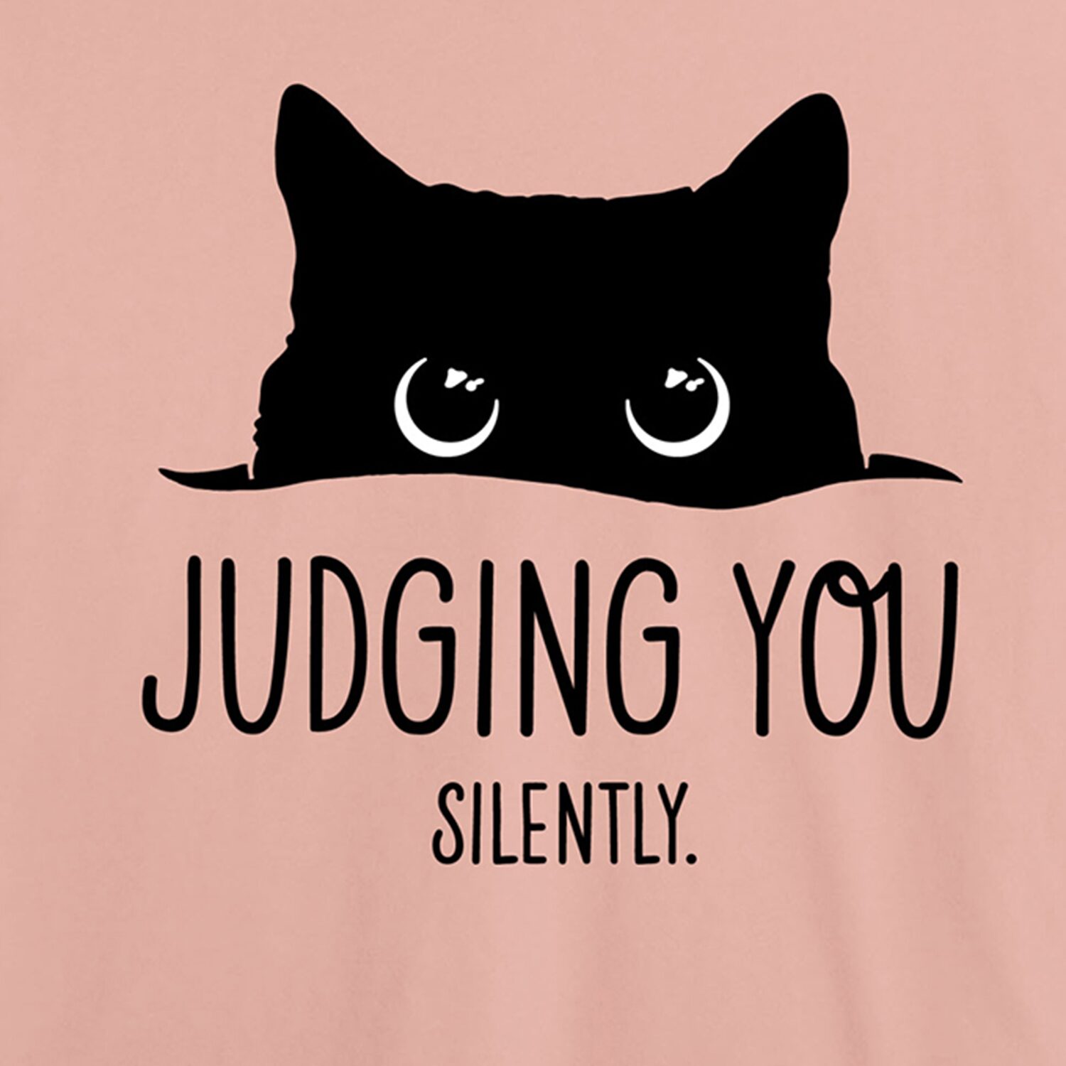Judging You Silently Cat Womens Juniors Crew Neck Short Sleeve Classic Fit Graphic T-Shirt