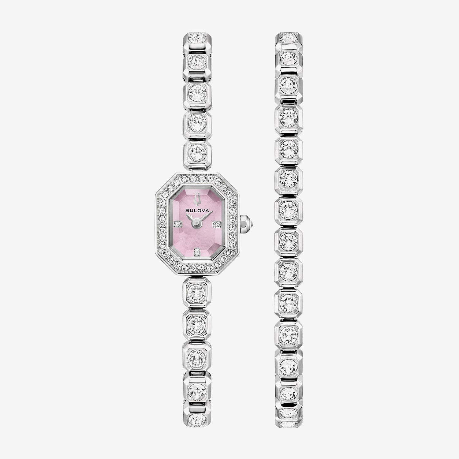 Bulova Box Set Bul Crystal Womens Silver Tone Stainless Steel 2-pc. Watch Boxed Set 96x168