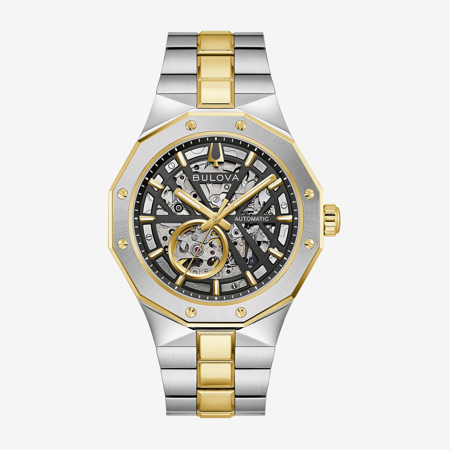 Bulova Prestige Mens Automatic Two Tone Stainless Steel Bracelet Watch 98a339