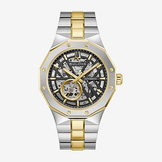 Bulova Prestige Mens Automatic Two Tone Stainless Steel Bracelet Watch 98a339