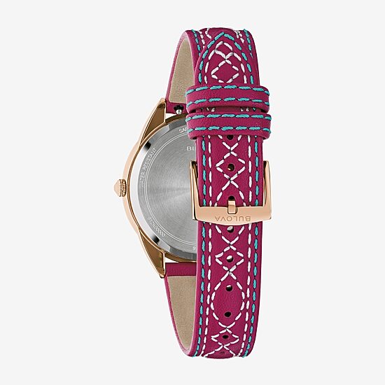 Bulova Sutton Womens Red Leather Strap Watch 97l204