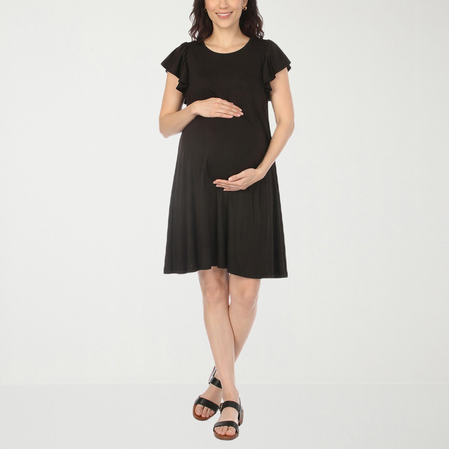 White Mark Maternity Womens Crew Neck Short Sleeve A-Line Dress