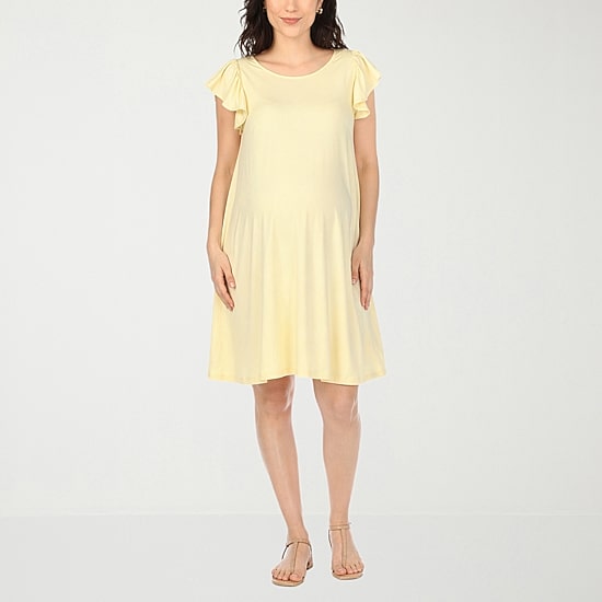 White Mark Womens Maternity Crew Neck Short Sleeve A-Line Dress