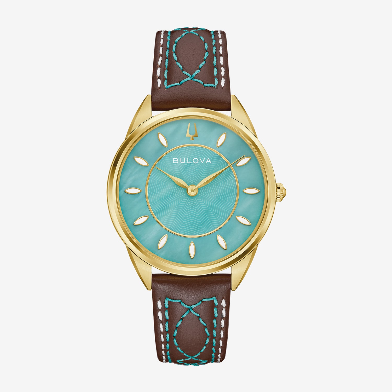 Bulova Sutton Womens Brown Leather Strap Watch 97l203