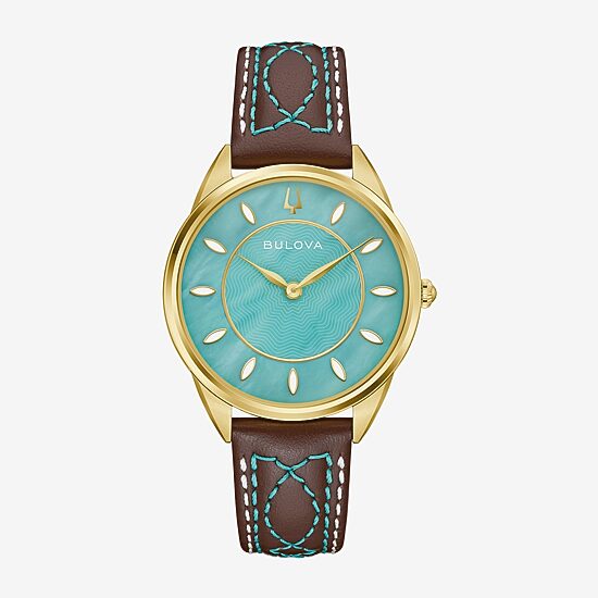 Bulova Sutton Womens Brown Leather Strap Watch 97l203