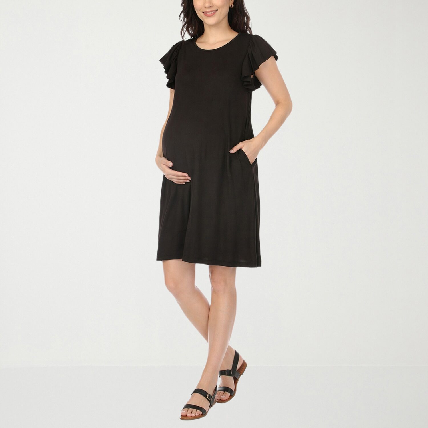 White Mark Maternity Womens Crew Neck Short Sleeve A-Line Dress