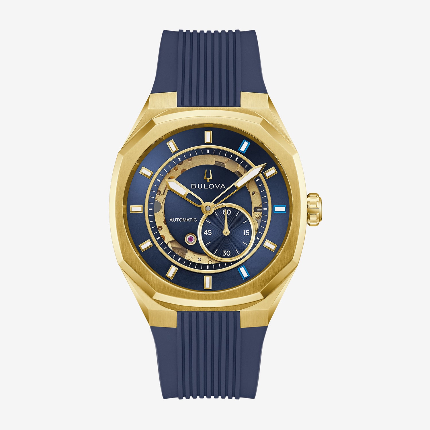 Bulova Surveyor Lp Mens Automatic Blue Strap Watch 97a205