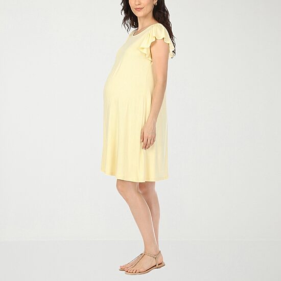 White Mark Womens Maternity Crew Neck Short Sleeve A-Line Dress
