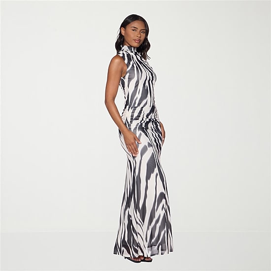 Premier Amour Womens Mock Neck Sleeveless Maxi Dress
