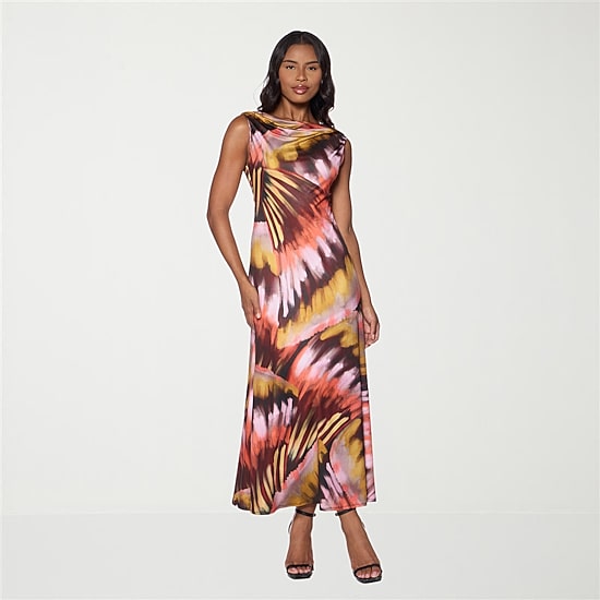 Premier Amour Womens Cowl Neck Sleeveless Maxi Dress
