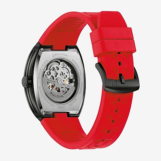 Bulova Maquina Mens Automatic Red Strap Watch 98a341