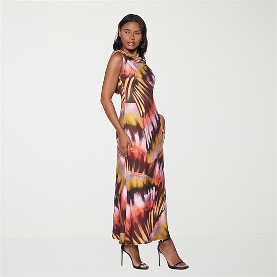 Premier Amour Womens Cowl Neck Sleeveless Maxi Dress