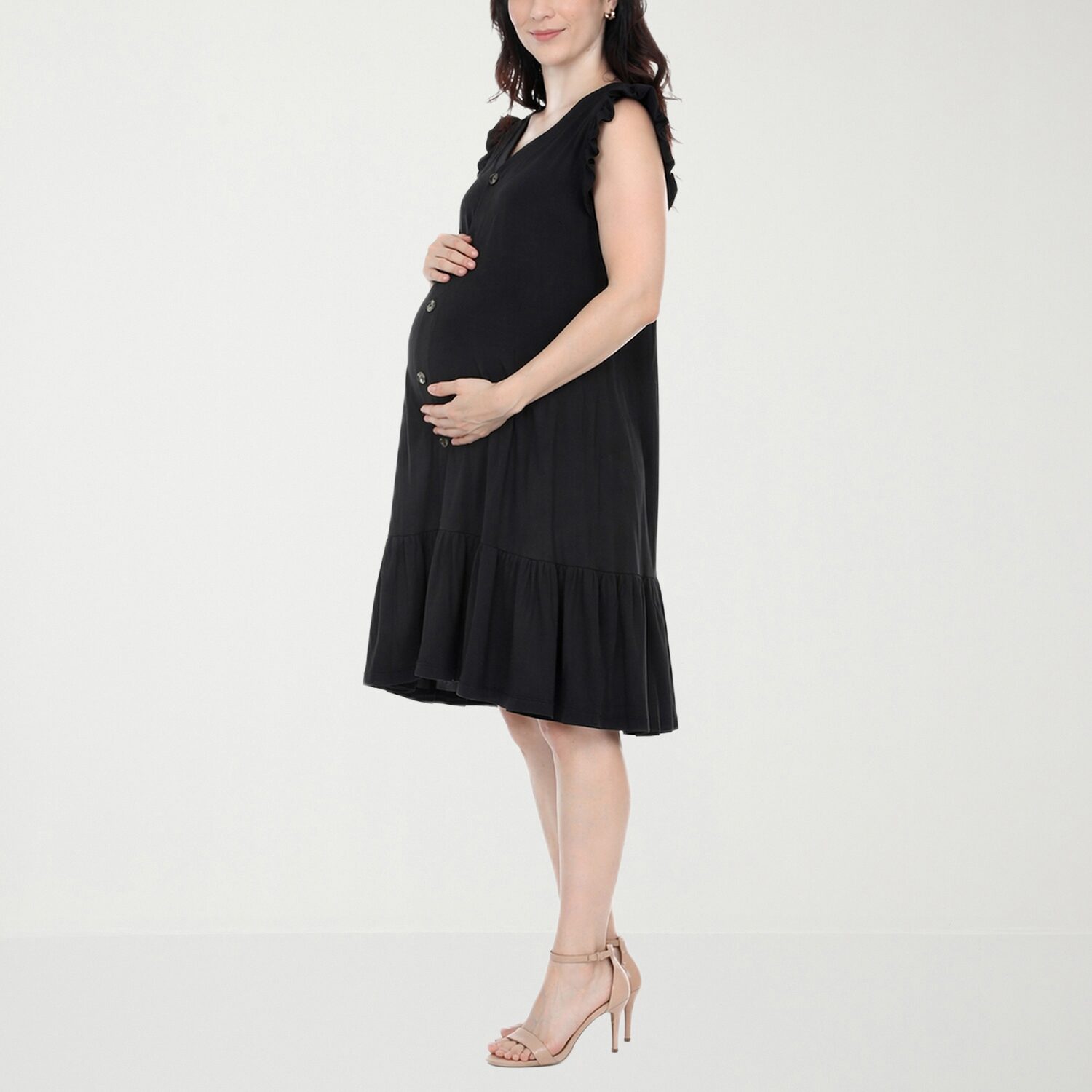 White Mark Maternity Womens Crew Neck Short Sleeve Shift Dress