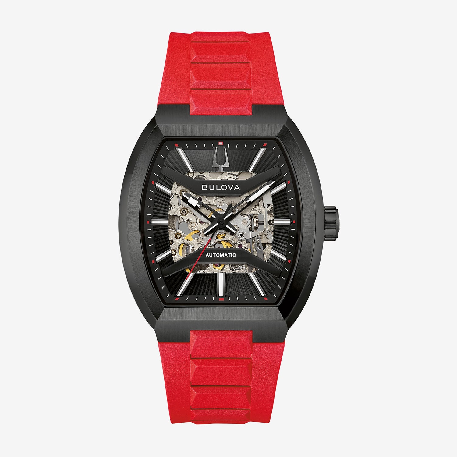 Bulova Maquina Mens Automatic Red Strap Watch 98a341