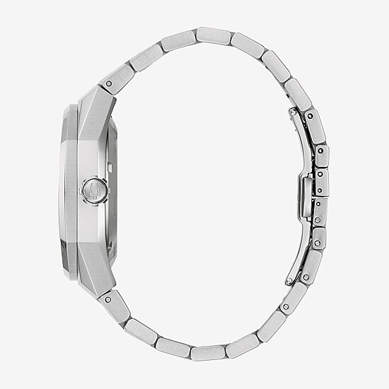 Bulova Surveyor Lp Mens Automatic Silver Tone Stainless Steel Bracelet Watch 96a346