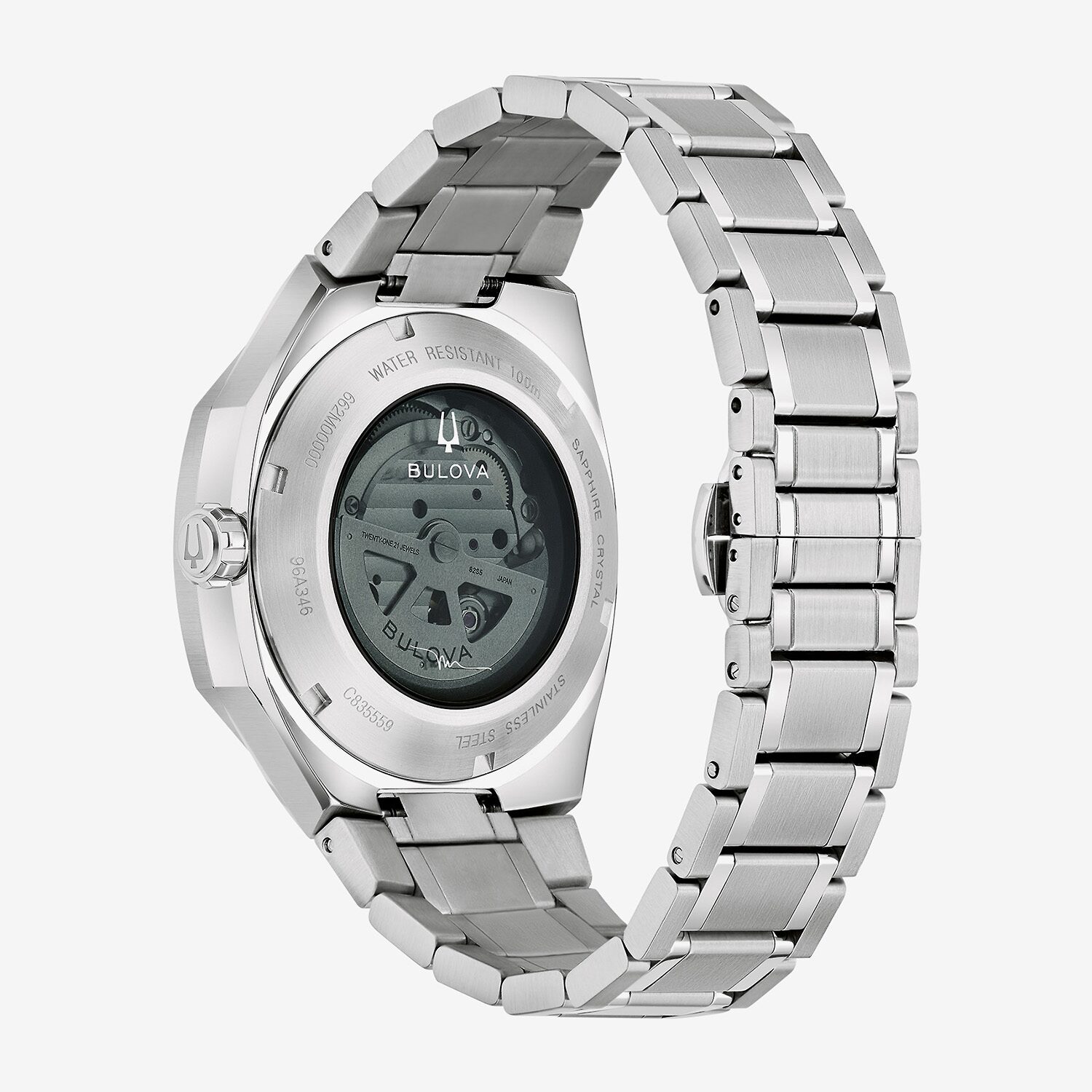 Bulova Surveyor Lp Mens Automatic Silver Tone Stainless Steel Bracelet Watch 96a346