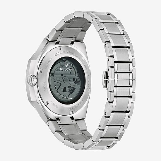 Bulova Surveyor Lp Mens Automatic Silver Tone Stainless Steel Bracelet Watch 96a346